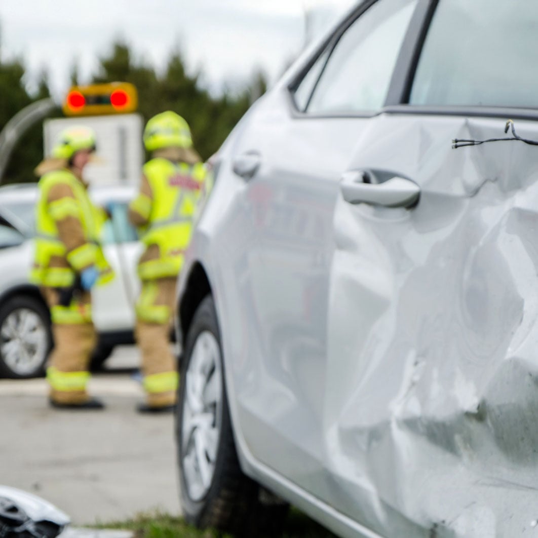 Car accident attorney consulting with client