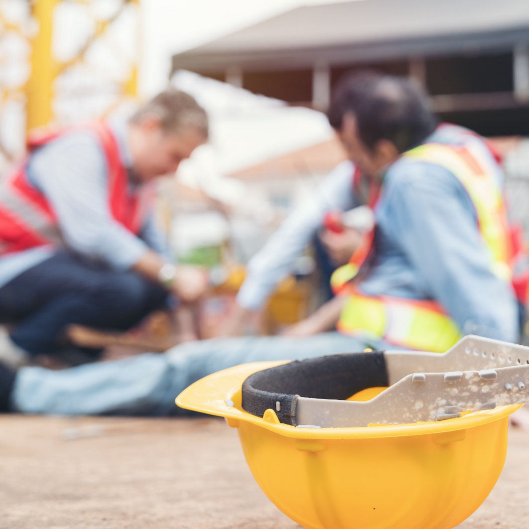 Construction accident attorney consulting with client